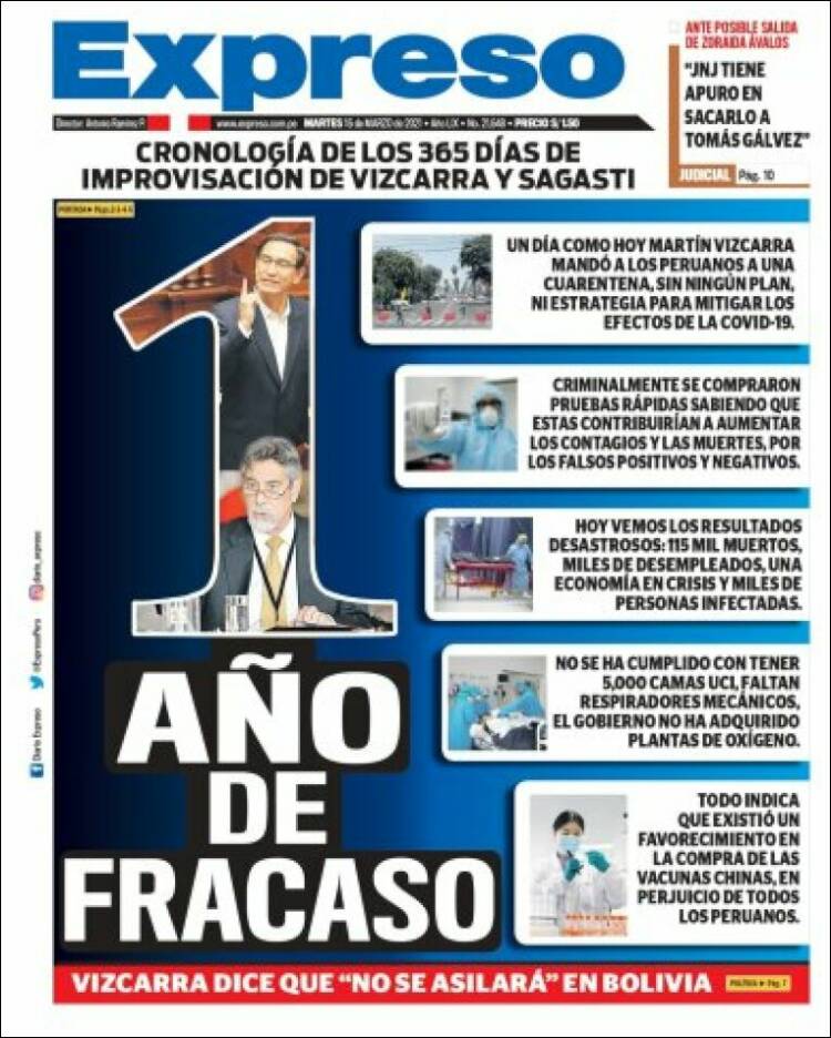 Portada de Expreso (Per&uacute;)