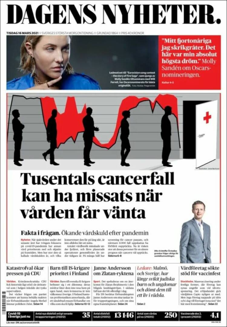 Portada de Dagens Nyheter (Suecia)