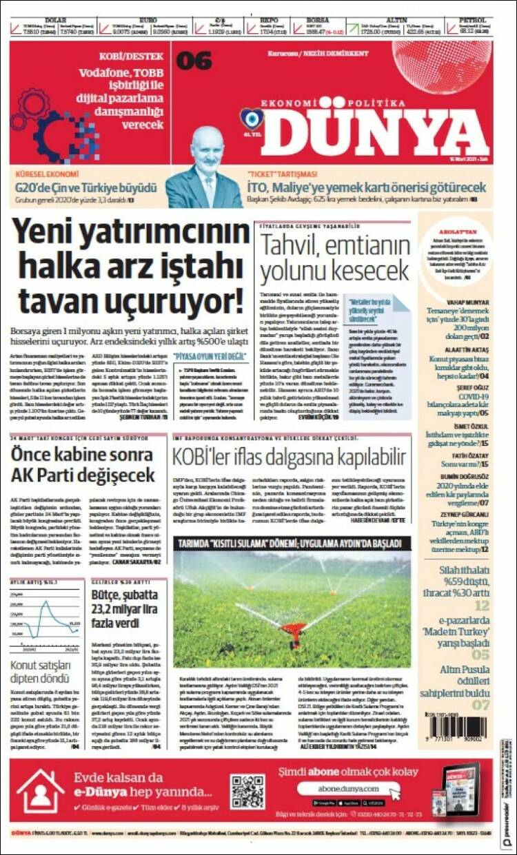Portada de Dünya (Turqu&iacute;a)