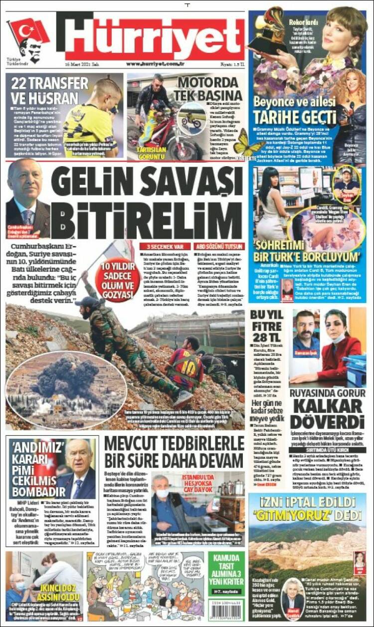 Portada de Hürriyet (Turqu&iacute;a)