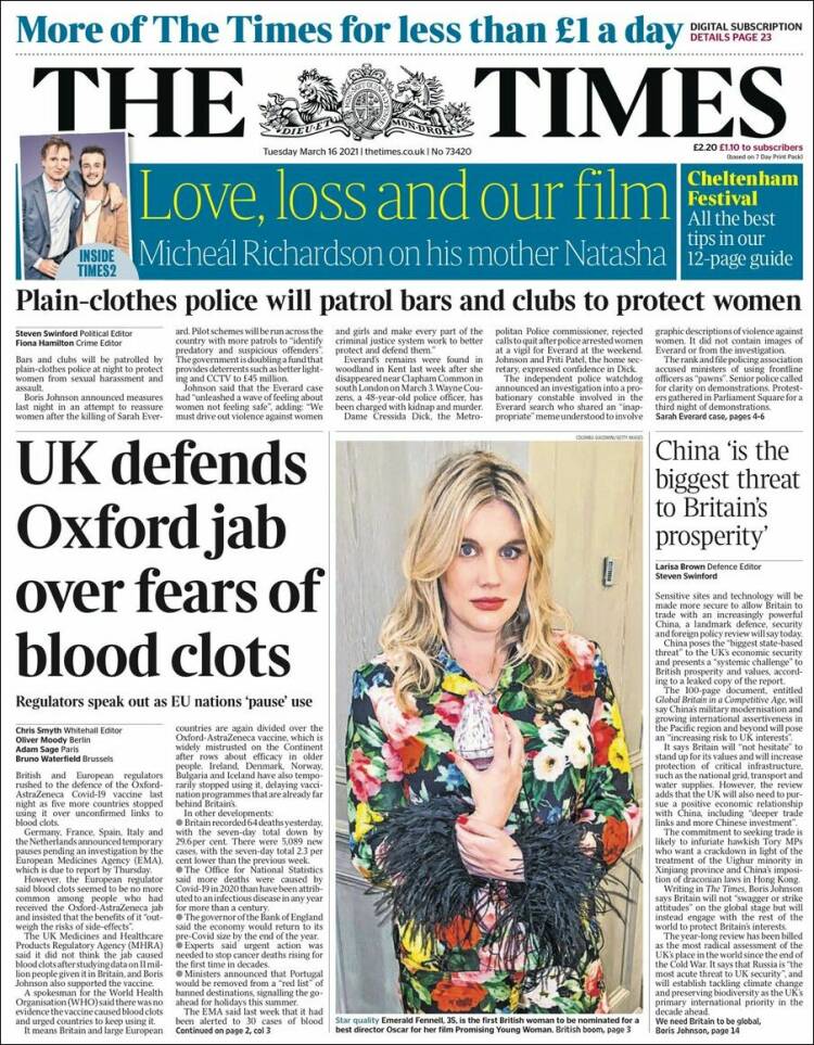Portada de The Times (Reino Unido)