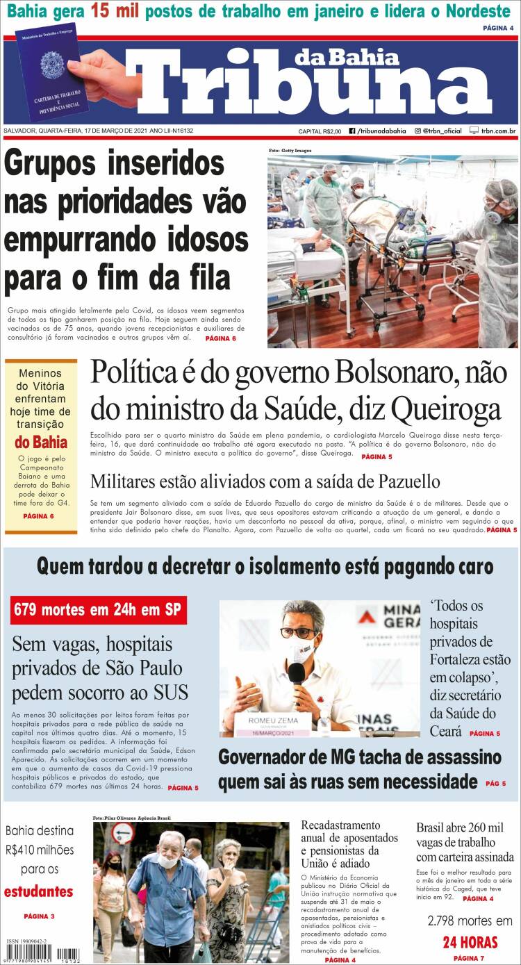 Portada de Tribuna da Bahia (Brasil)