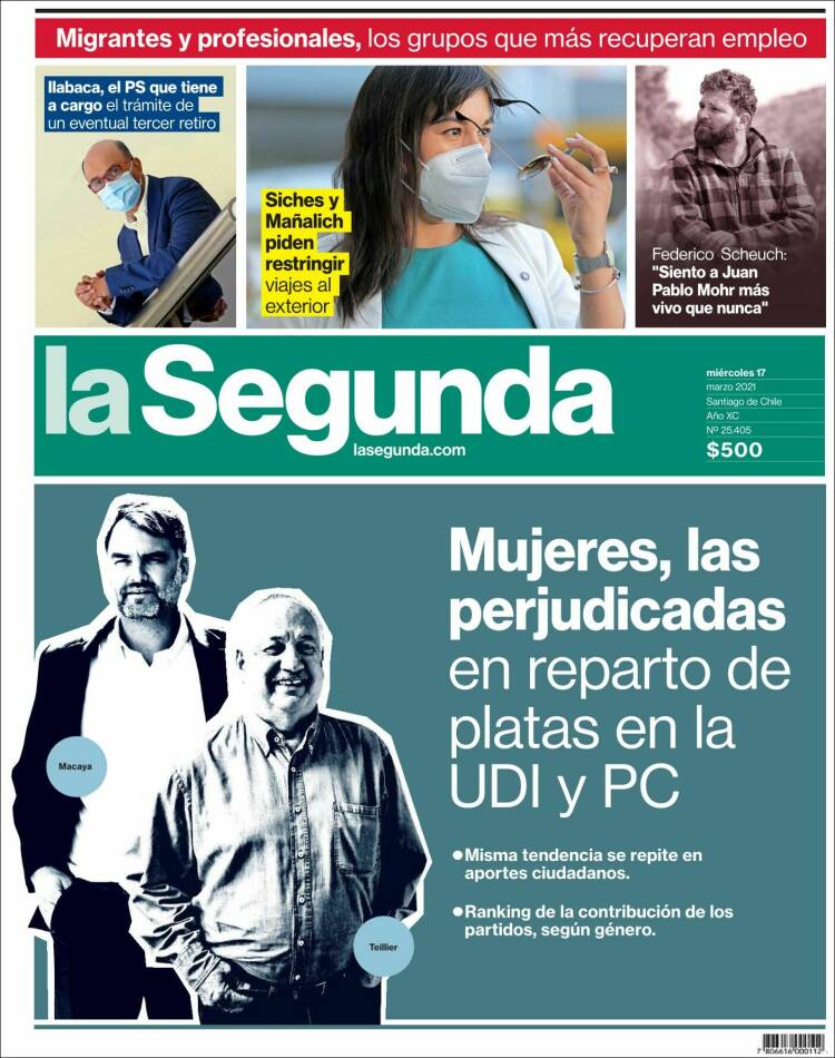 Portada de La Segunda (Chile)