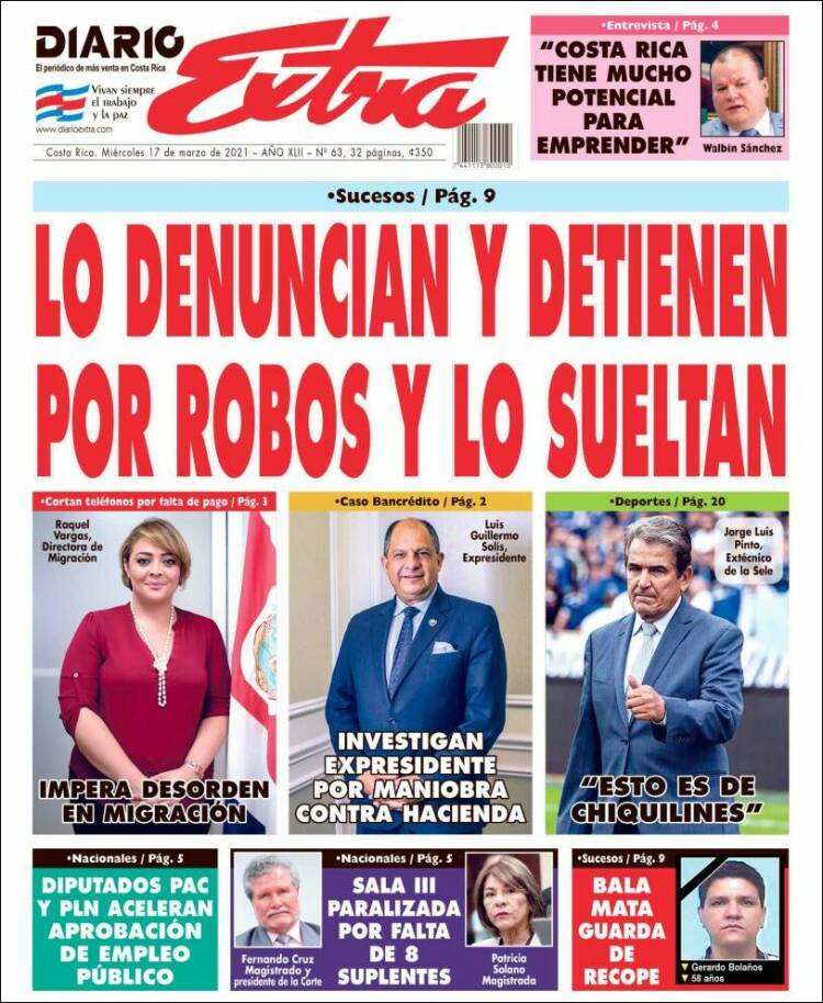 Portada de Diario Extra (Costa Rica)