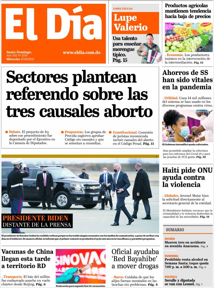 Portada de El Día (R. Dominicana)