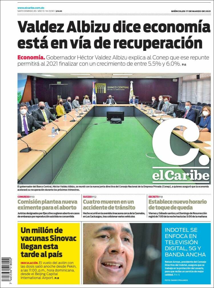 Portada de El Caribe (R. Dominicana)