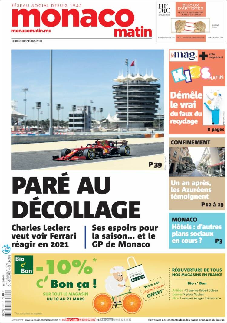 Portada de Nice-Matin (Francia)