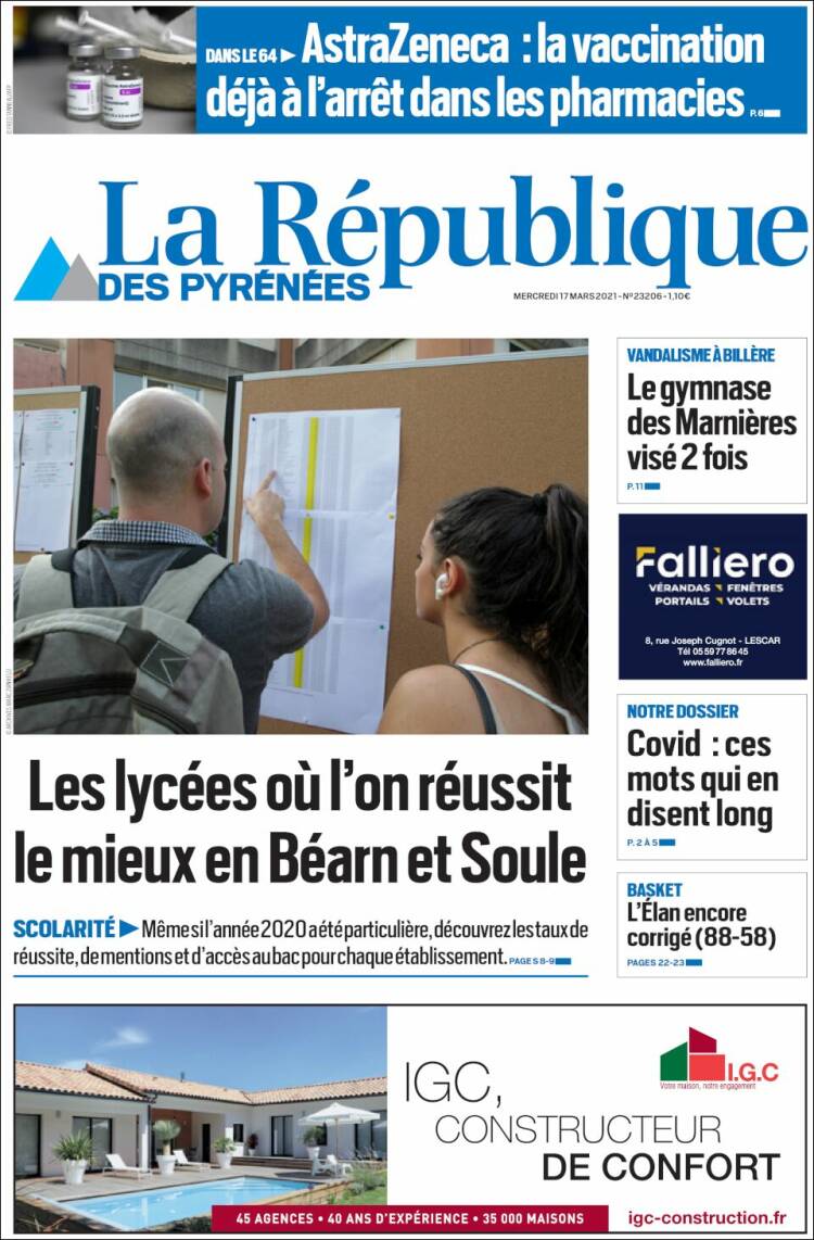 Portada de La République des Pyrénées (France)