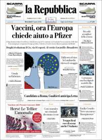 Portada de La Repubblica (Italie)