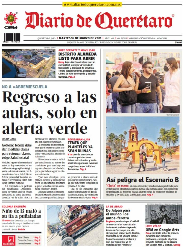 Portada de Diario de Querétaro (México)