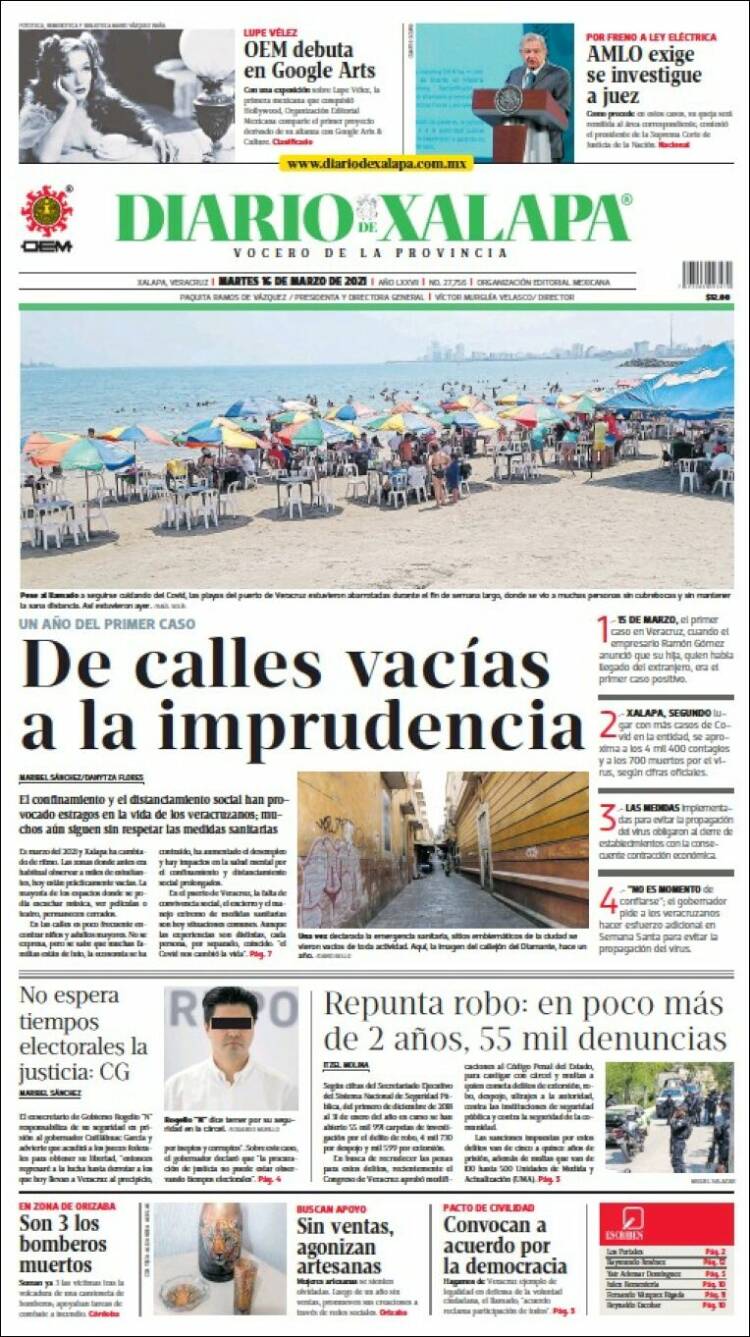 Portada de Diario de Xalapa (Mexique)