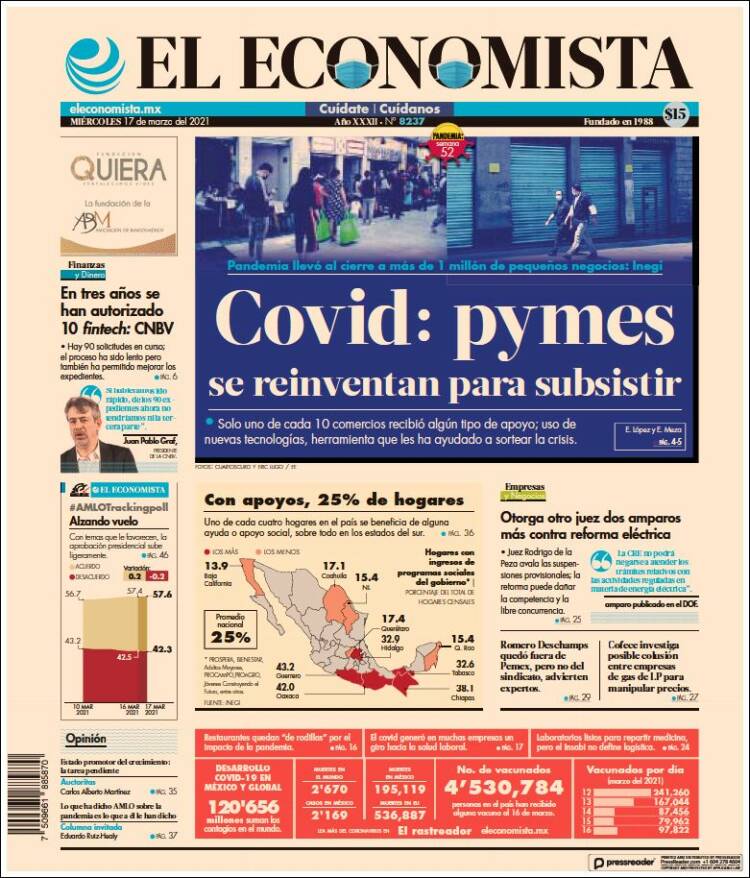 Portada de El Economista (Mexique)