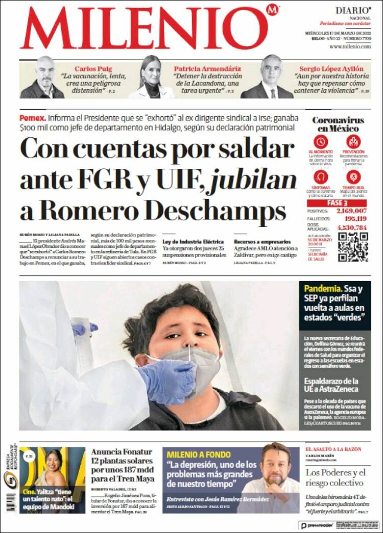 Portada de Milenio (Mexico)