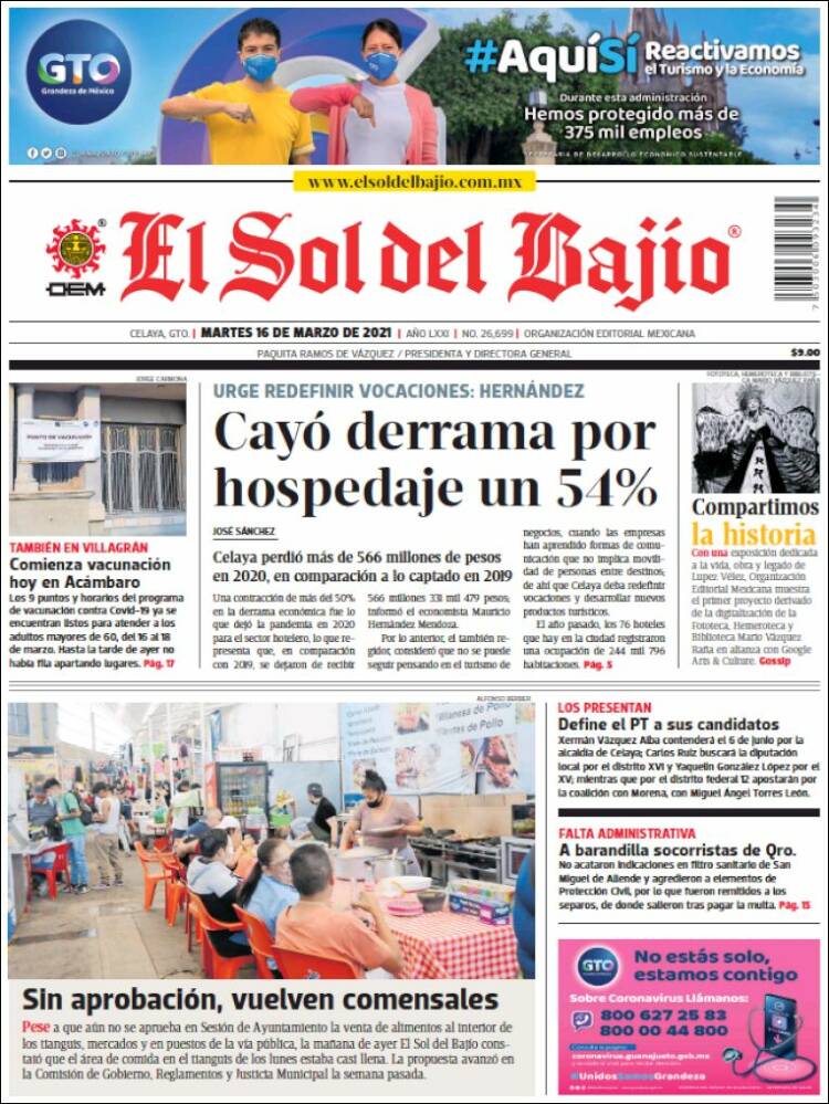 Portada de El Sol del Bajio (México)