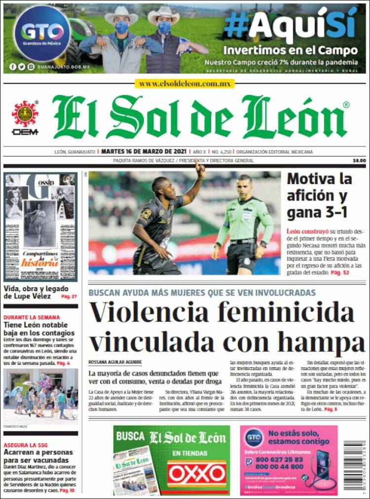 Portada de El Sol de León (México)