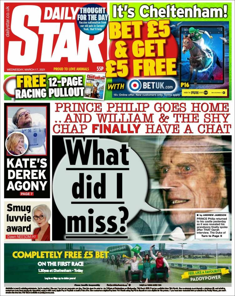 Portada de Daily Star (Reino Unido)