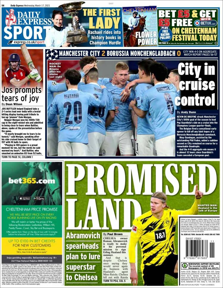 Portada de Express Sport (Reino Unido)