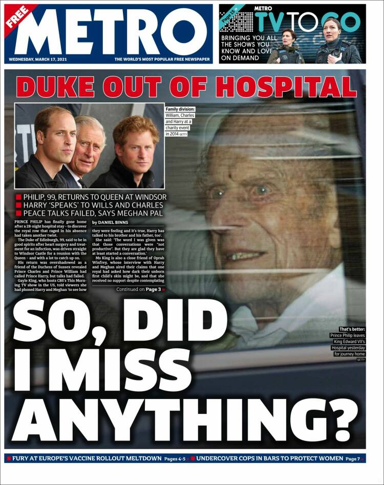 Portada de Metro (Reino Unido)