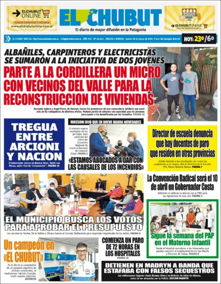 Portada de El Chubut (Argentina)