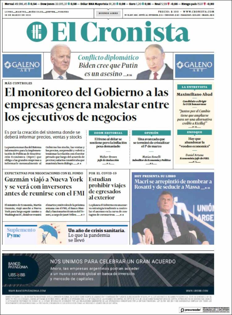Portada de El Cronista Comercial (Argentina)