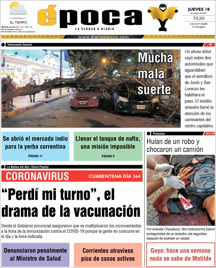 Portada de Diario Época (Argentina)