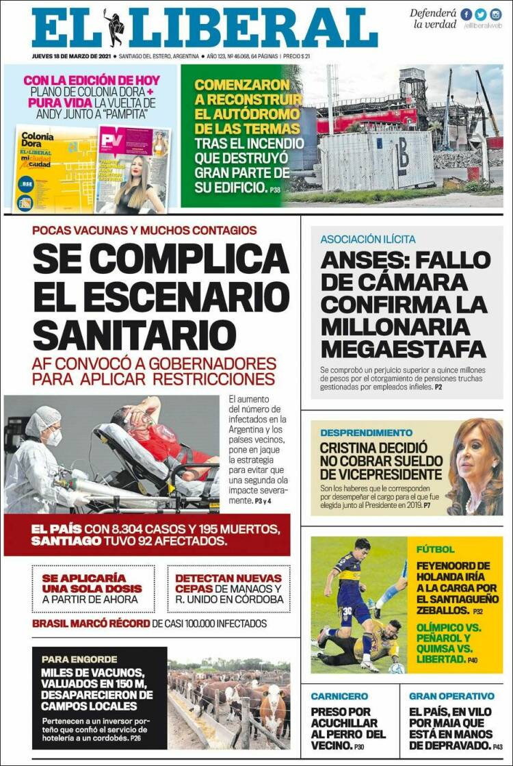Portada de Diario El Liberal (Argentina)