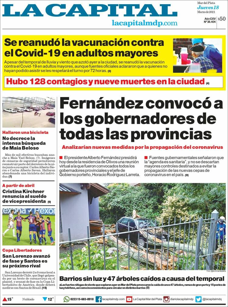 Portada de Diario La Capital - Mar del Plata (Argentina)