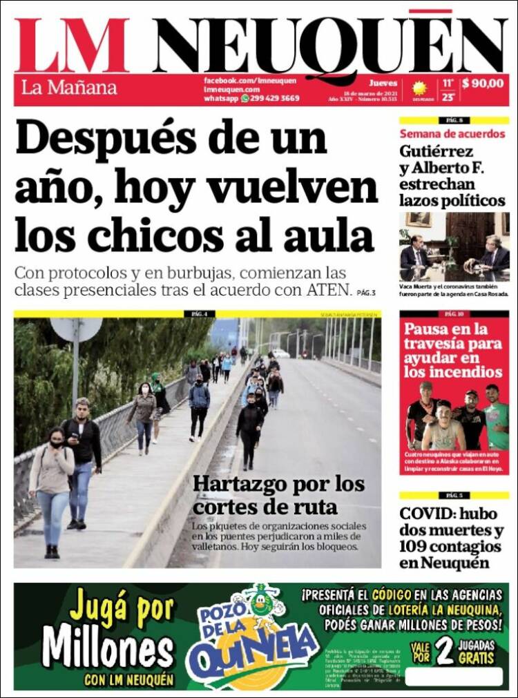 Portada de La Mañanade Neuquén (Argentina)