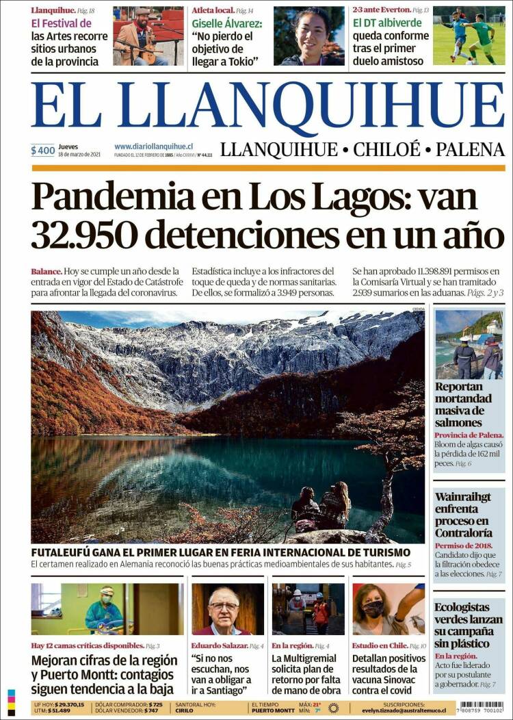 Portada de El Llanquihue (Chile)