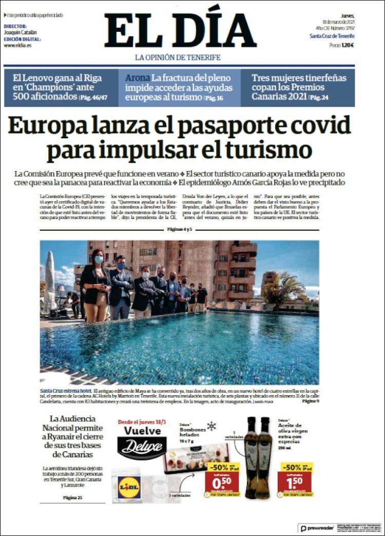 Portada de El Día (Espa&ntilde;a)