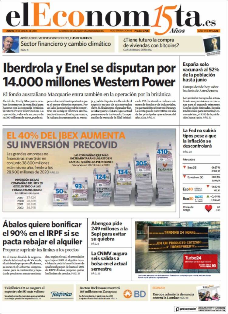 Portada de El Economista (Espa&ntilde;a)