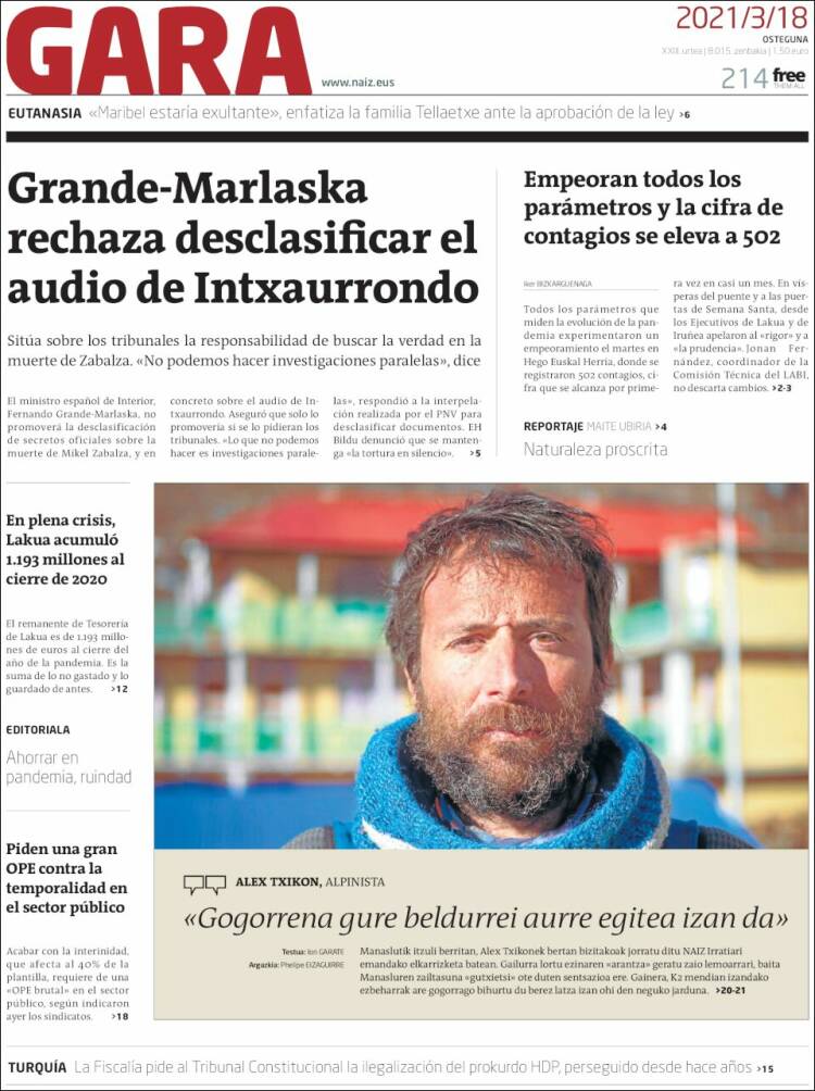 Portada de Gara (Espa&ntilde;a)