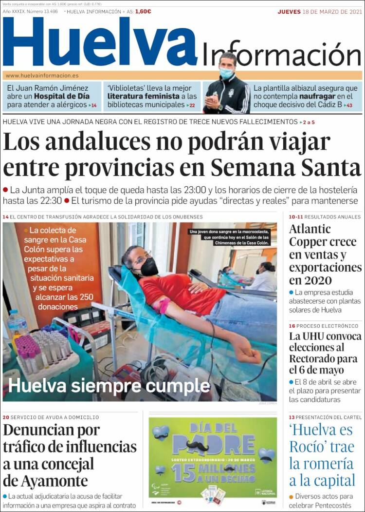 Portada de Huelva Información (Espa&ntilde;a)