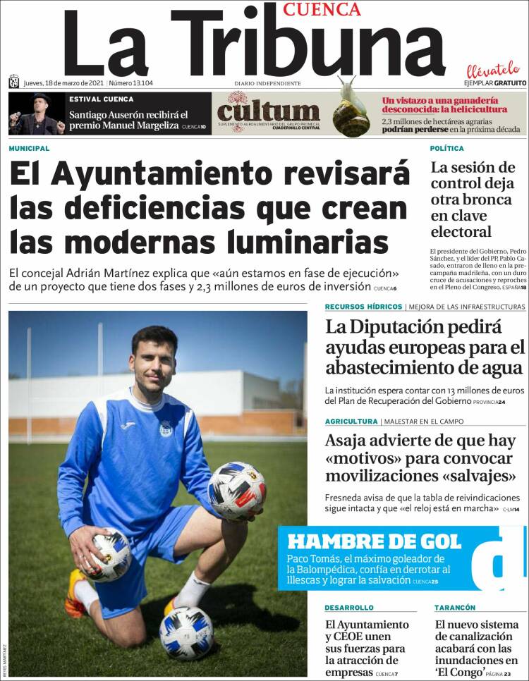 Portada de La Tribuna de Cuenca (Espa&ntilde;a)