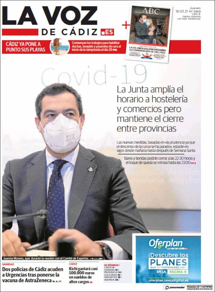 Portada de La Voz de Cádiz (Espa&ntilde;a)