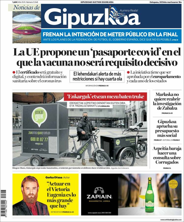 Portada de Noticias de Gipuzkoa (Espa&ntilde;a)