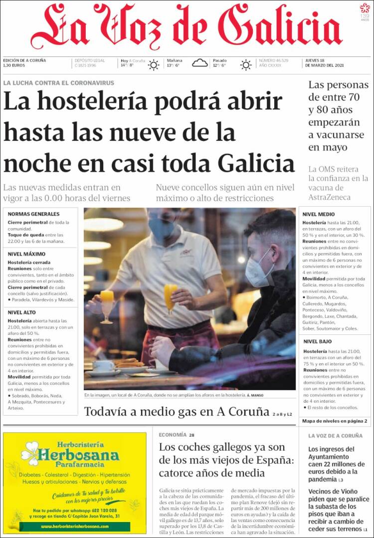 Portada de La Voz de Galicia (Espa&ntilde;a)