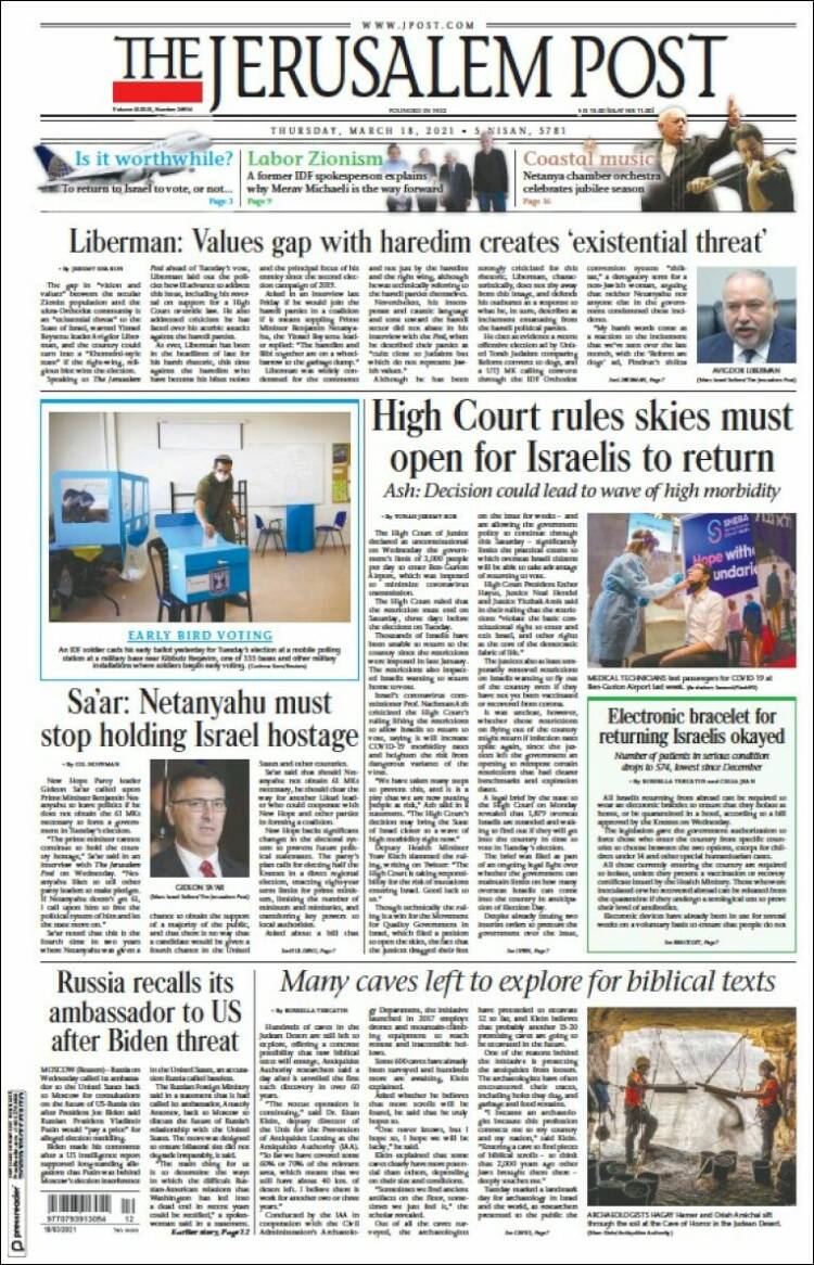 Portada de The Jerusalem Post (Israel)