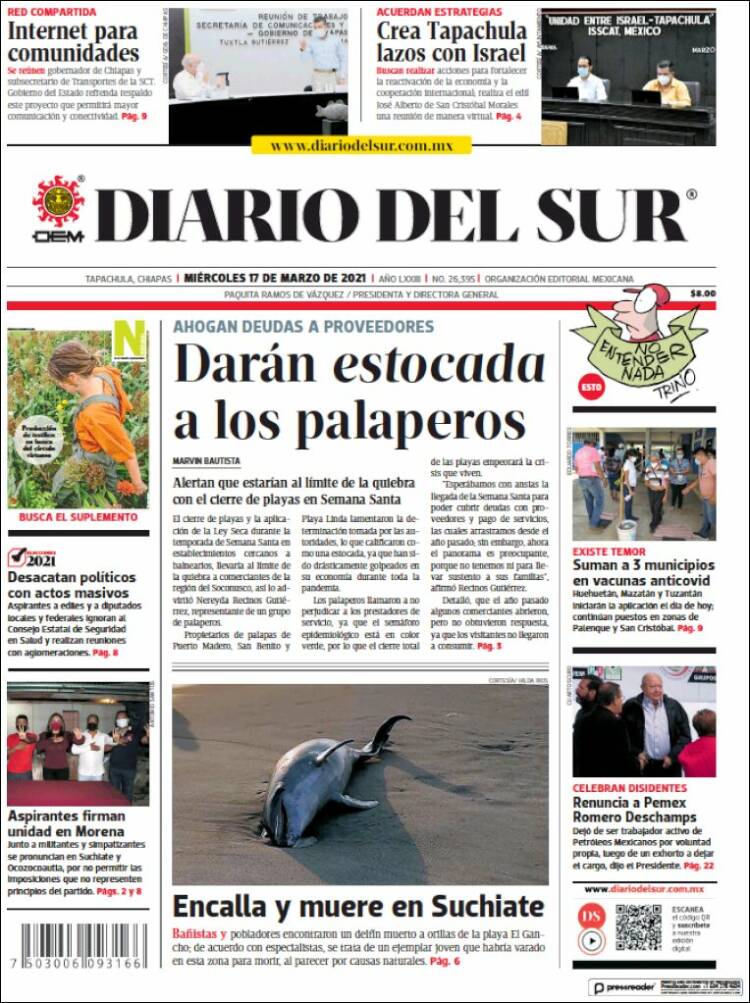 Portada de El Diario del Sur (M&eacute;xico)