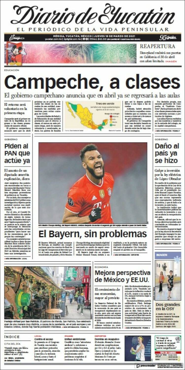 Portada de Diario de Yucatán (M&eacute;xico)