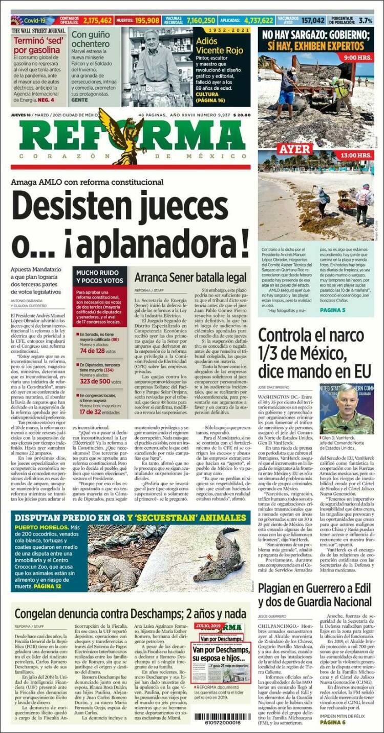 Portada de Reforma (M&eacute;xico)