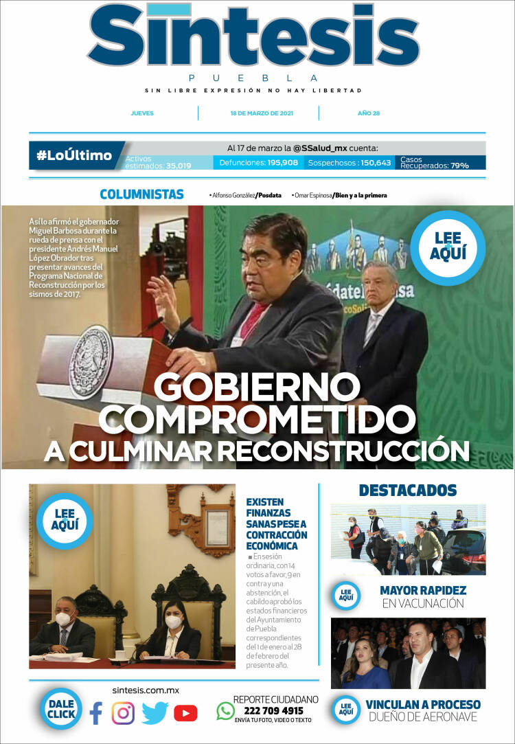 Portada de Síntesis - Puebla (M&eacute;xico)