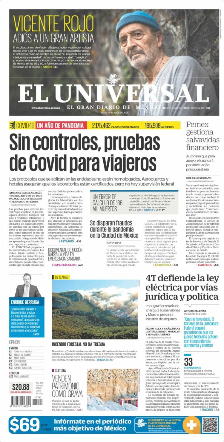 Portada de El Universal (M&eacute;xico)