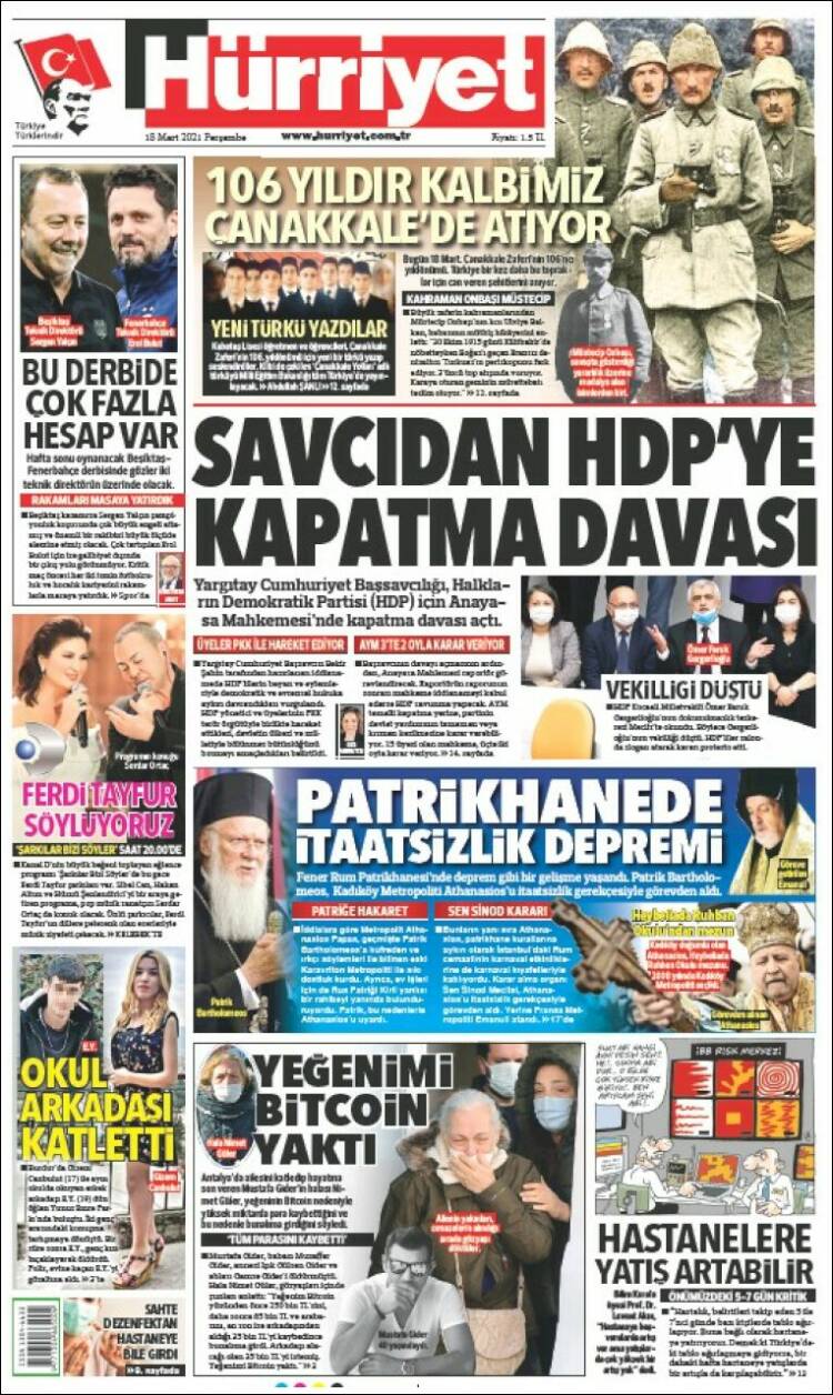 Portada de Hürriyet (Turqu&iacute;a)