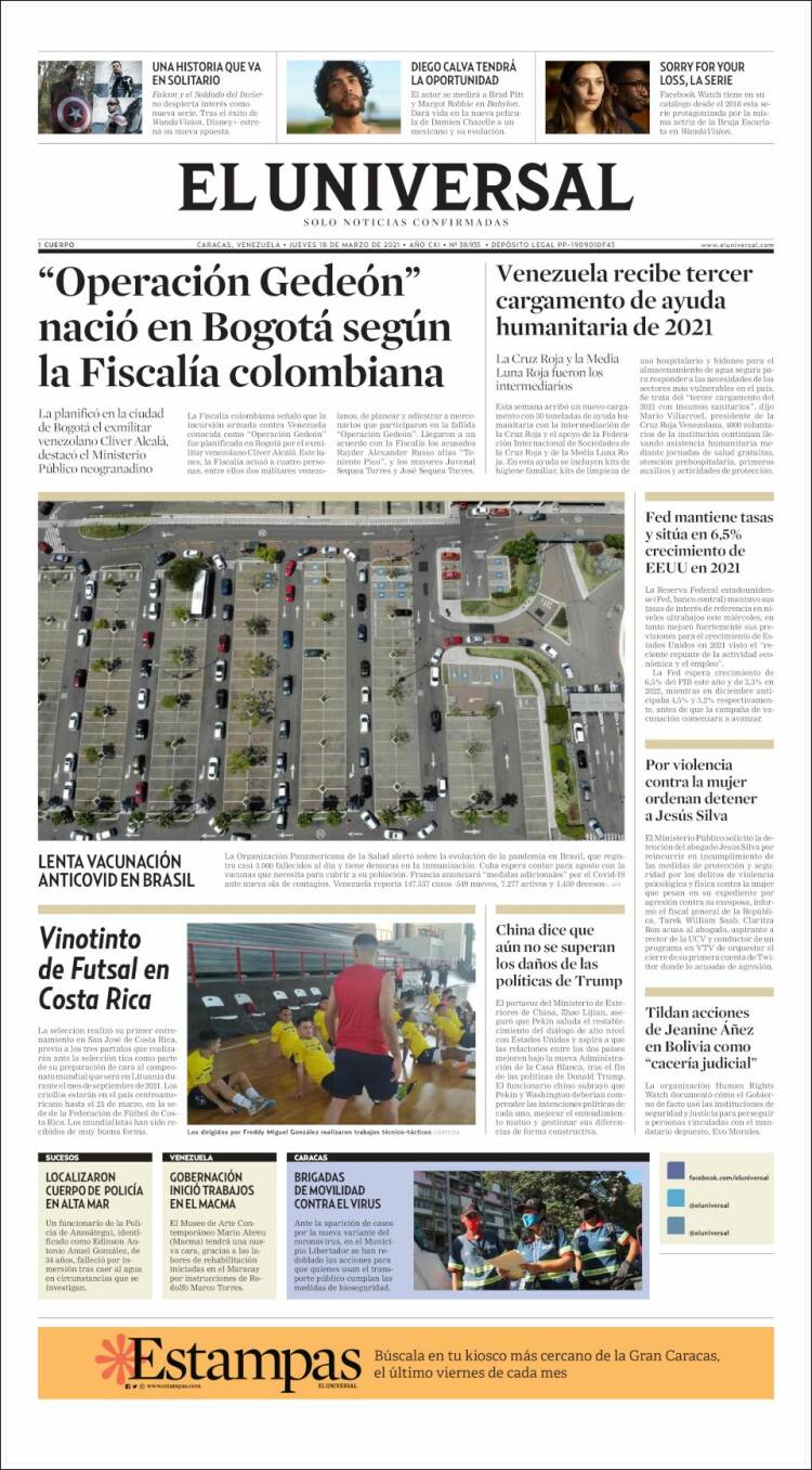 Portada de Universal (Venezuela)