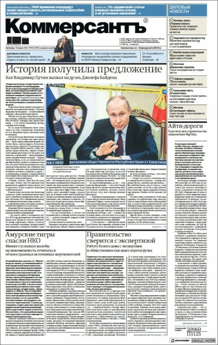 Portada de Kommersant (Russia)