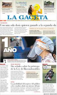 Portada de La Gaceta (Argentina)