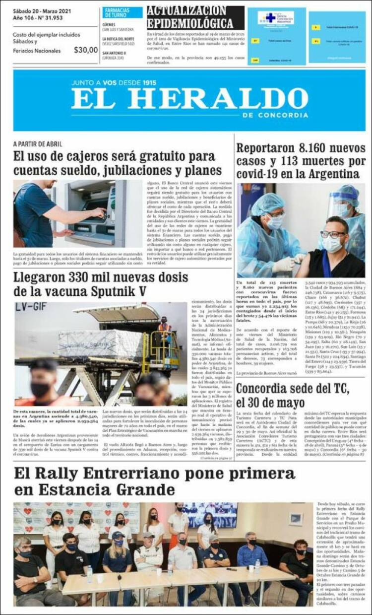 Portada de El Heraldo de Concordia (Argentina)