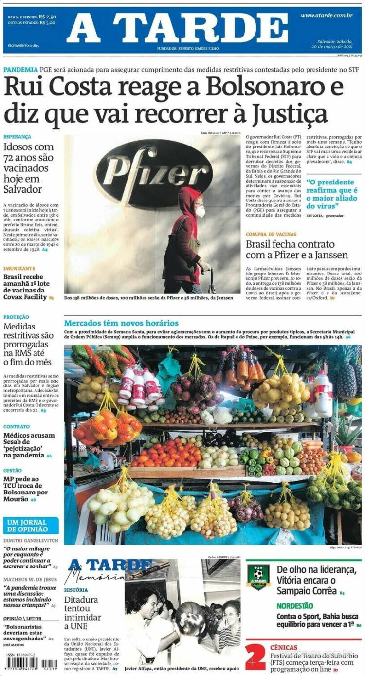 Portada de Diário A Tarde (Brasil)