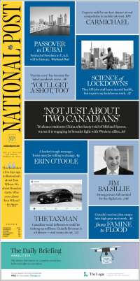 Portada de The National Post (Canadá)